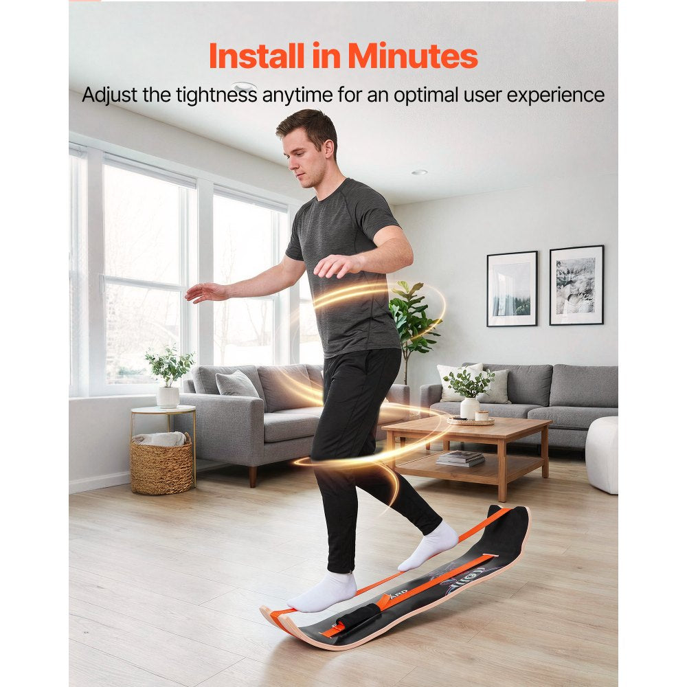 VEVOR Balance Board, Wobble Board Trainer for Adults, Premium Wooden Curved Balance Training Equipment, Compact & Lightweight for Core Workouts, Standing Desk Exercise, Home Gym, Yoga, Black & Orange