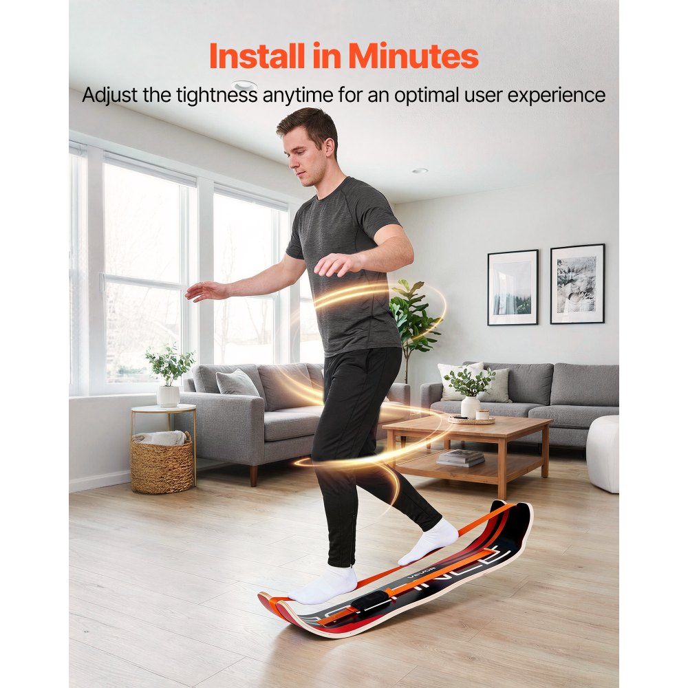 VEVOR Balance Board, Wobble Board Trainer for Adults, Premium Wooden Curved Balance Training Equipment, Compact & Lightweight for Core Workouts, Standing Desk Exercise, Home Gym, Yoga & More, Orange
