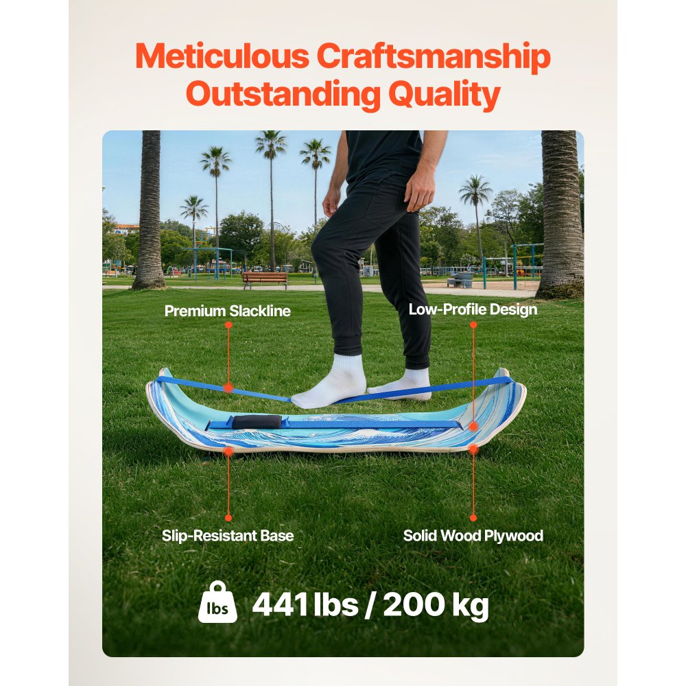 VEVOR Balance Board, Wobble Board Trainer for Adults, Premium Wooden Curved Balance Training Equipment, Compact & Lightweight for Core Workouts, Standing Desk Exercise, Home Gym, Yoga & More, Blue