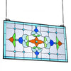 VEVOR Stained Glass Window Panel, 26 x 16 in, Tiffany Style Hanging Transom Window Panel with Chain, Large Horizontal Rectangle Stain Glass, Vintage Traditional Art Handcrafts for Kitchen Home Decor