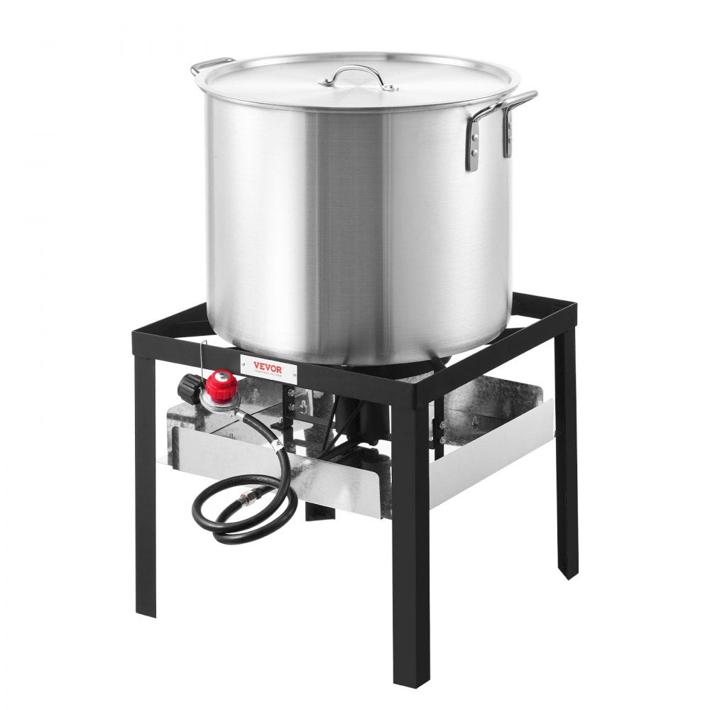 VEVOR 80 Qt Seafood Boiling Kit with Strainer, Outdoor Seafood Boil Pot and Basket, Cooking Set for Crab Crawfish Lobster Boiling, Aluminum Stockpot with 100,000 BTUs Propane Burner and Steamer Rack