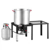 VEVOR 60 Qt Seafood Boiling Kit with Strainer, Aluminum Crawfish Boiler, Outdoor Backyard Cooking for Crab, Shrimp, Lobster, Deep Fryer Steamer Set with Side Table, Stand, 100,000 BTU Propane Burner