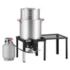 VEVOR 60 Qt Seafood Boiling Kit with Strainer, Aluminum Crawfish Boiler, Outdoor Backyard Cooking for Crab, Shrimp, Lobster, Deep Fryer Steamer Set with Side Table, Stand, 100,000 BTU Propane Burner