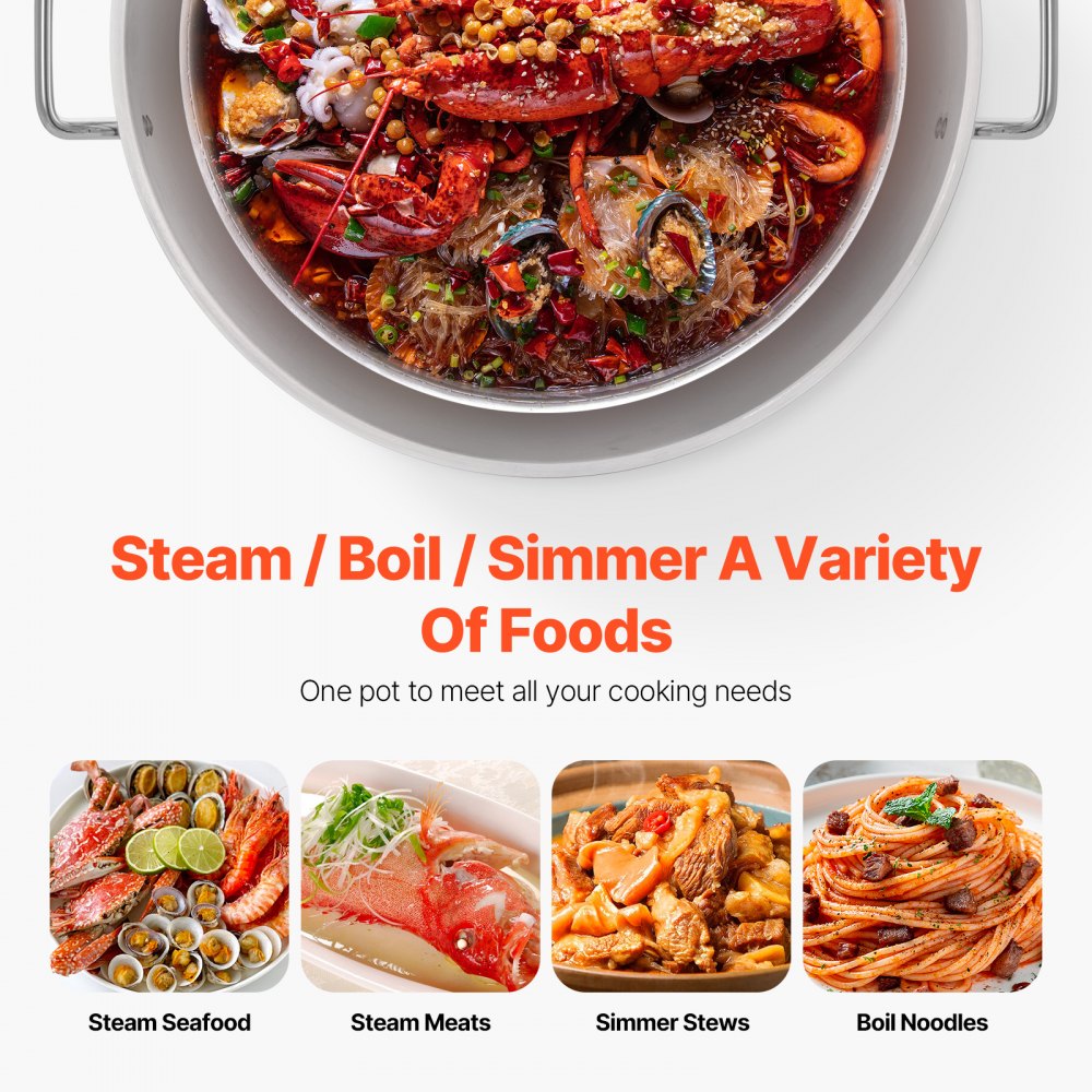 VEVOR 60 Qt Seafood Boiling Kit with Strainer, Outdoor Seafood Boil Pot and Basket, Cooking Set for Crab Crawfish Lobster Boiling, Aluminum Stockpot with 100,000 BTUs Propane Burner and Steamer Rack