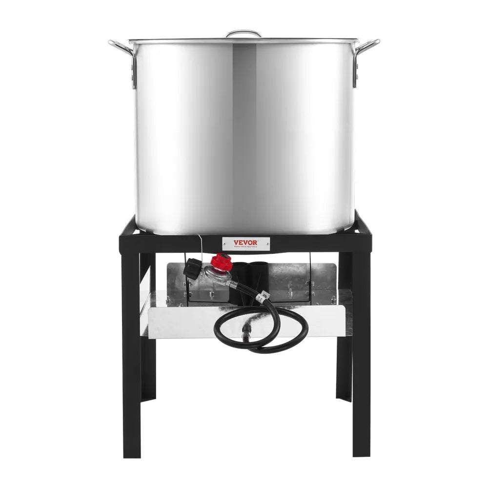 VEVOR 60 Qt Seafood Boiling Kit with Strainer, Outdoor Seafood Boil Pot and Basket, Cooking Set for Crab Crawfish Lobster Boiling, Aluminum Stockpot with 100,000 BTUs Propane Burner and Steamer Rack