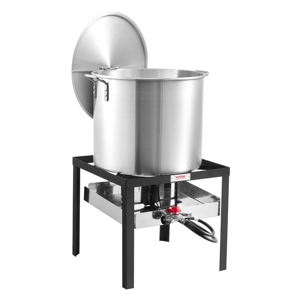VEVOR 60 Qt Seafood Boiling Kit with Strainer, Outdoor Seafood Boil Pot and Basket, Cooking Set for Crab Crawfish Lobster Boiling, Aluminum Stockpot with 100,000 BTUs Propane Burner and Steamer Rack