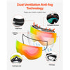 VEVOR Frameless Ski Goggles, Spherical Lens with Pink Revo Coating, OTG Anti fog Snow Goggles for Men Women Youth, TPU Frame & Ventilation Structure, Suitable for Skiing, Skating, Snowboarding