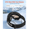 VEVOR Frameless Ski Goggles, Spherical Lens with Blue Revo Coating, OTG Anti fog Snow Goggles for Men Women Youth, TPU Frame & Ventilation Structure, Suitable for Skiing, Skating, Snowboarding