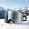 VEVOR Frameless Ski Goggles, Magnet Cylindrical Lens with Silver Mirror Revo Coating, OTG Anti fog Snow Goggles for Men Women, TPU Frame & Ventilation Structure, Fit for Skiing, Skating, Snowboarding
