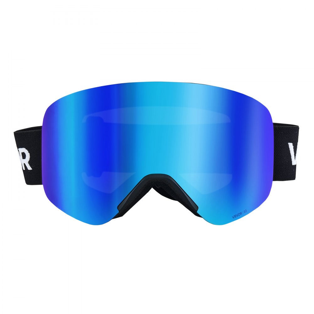 VEVOR Frameless Ski Goggles, Magnet Cylindrical Lens with Dark Blue Revo Coating, OTG Anti fog Snow Goggles for Men Women, TPU Frame & Ventilation Structure, Fit for Skiing, Skating, Snowboarding