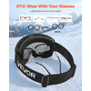 VEVOR Ski Goggles, Cylindrical Lens with Silver Mirror Revo Coating, OTG Anti fog Snow Goggles for Men Women Youth, TPU Frame & Ventilation Structure, Suitable for Skiing, Skating, Snowboarding, Cycling