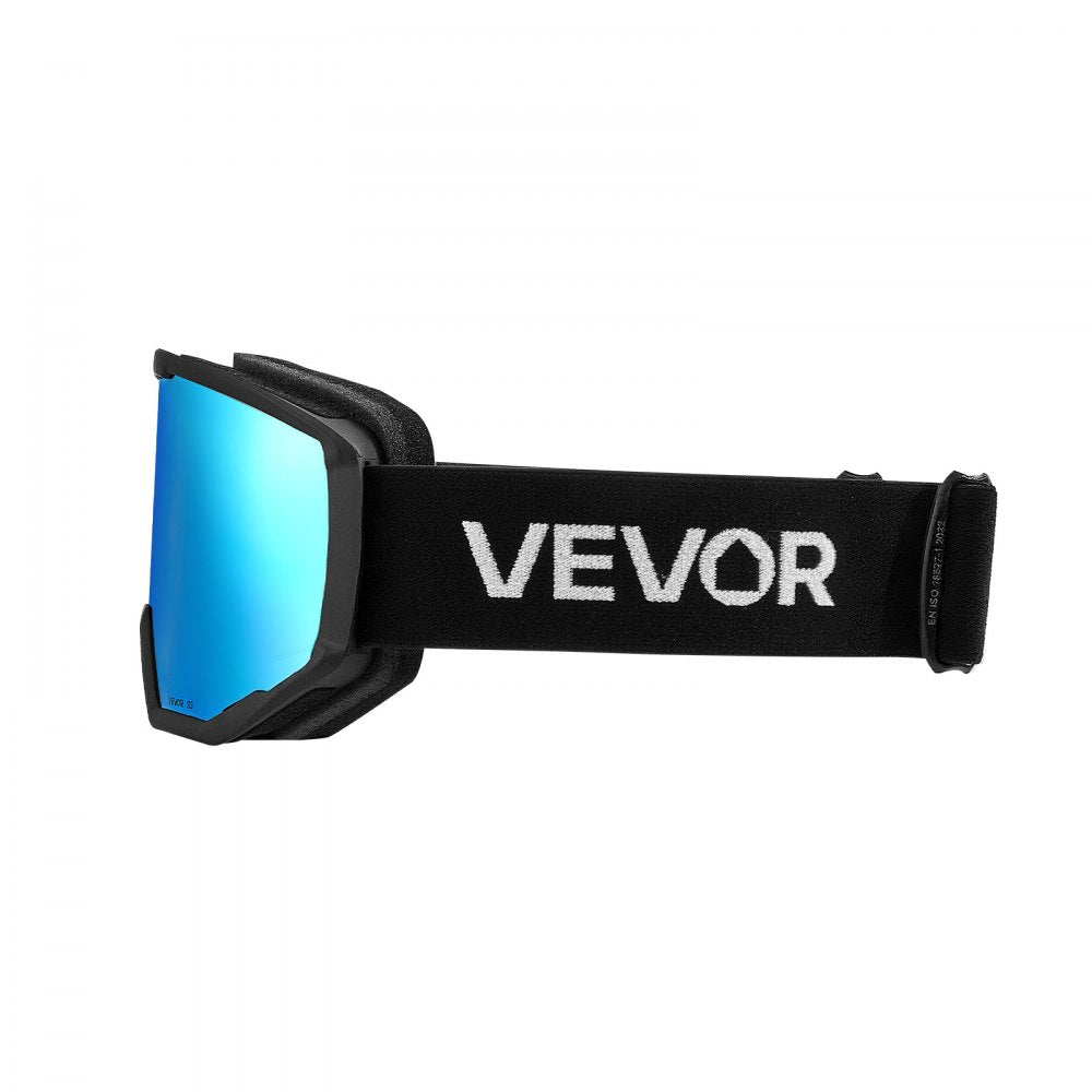 VEVOR Ski Goggles, Cylindrical Lens with Ice Blue Revo Coating, OTG Anti fog Snow Goggles for Men Women Youth, TPU Frame & Ventilation Structure, Suitable for Skiing, Skating, Snowboarding, Cycling
