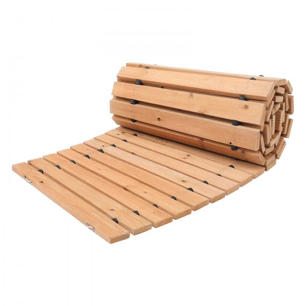 VEVOR Wooden Garden Pathway, 7 ft x 17 in, Non-Slip Curved Garden Walkway, Roll Out Cedar Outdoor Walkway Path with Wire Rope Connection, Decorative Lawn Paver for Backyard Boardwalk Wedding Party
