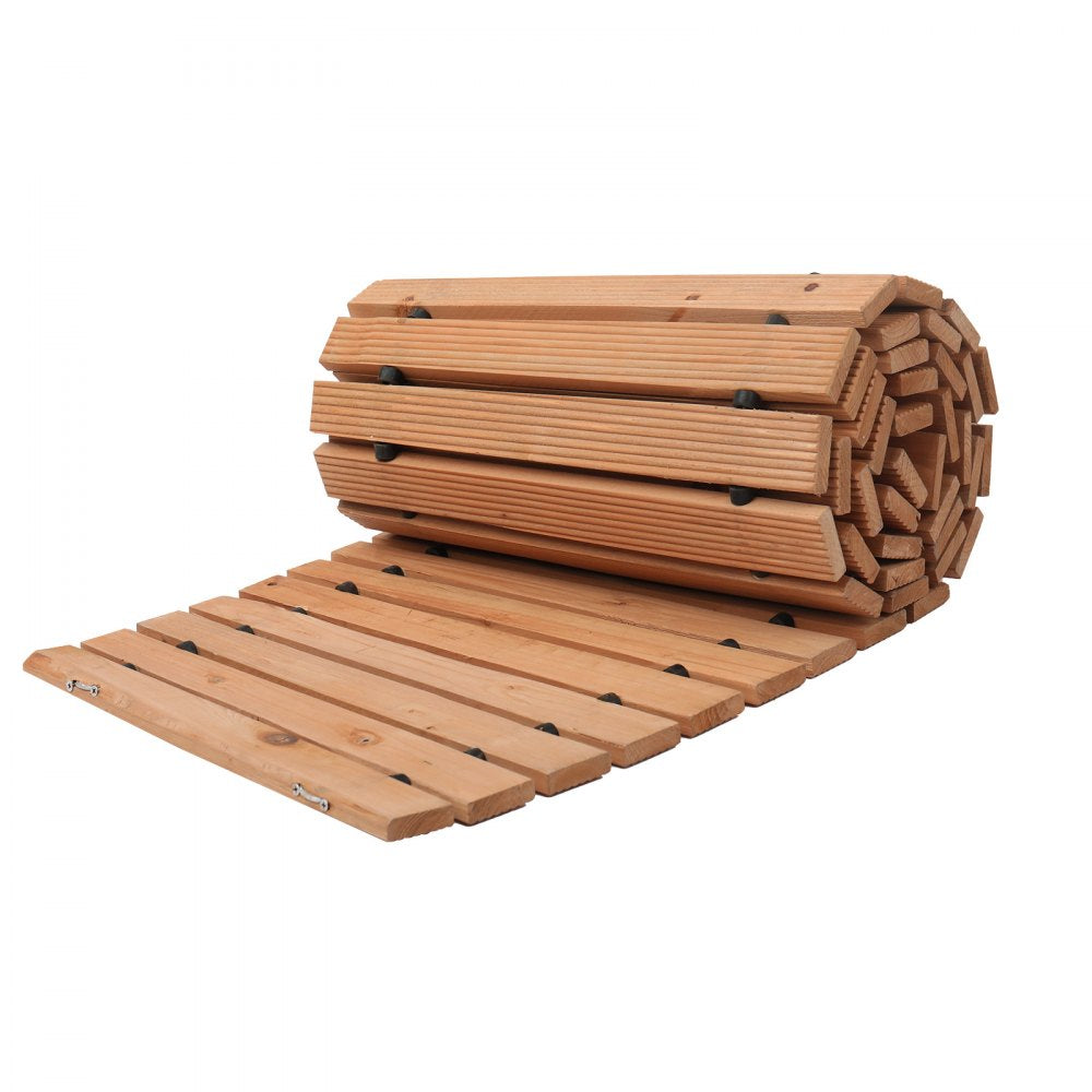 VEVOR Wooden Garden Pathway, 8 ft x 17 in, Non-Slip Curved Garden Walkway, Roll Out Cedar Outdoor Walkway Path with Wire Rope Connection, Decorative Lawn Paver for Backyard Boardwalk Wedding Party