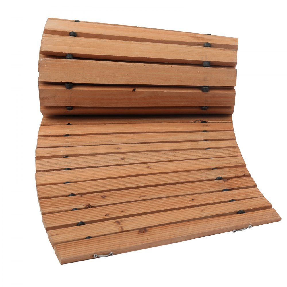 VEVOR Wooden Garden Pathway, 8 ft x 17 in, Non-Slip Curved Garden Walkway, Roll Out Cedar Outdoor Walkway Path with Wire Rope Connection, Decorative Lawn Paver for Backyard Boardwalk Wedding Party