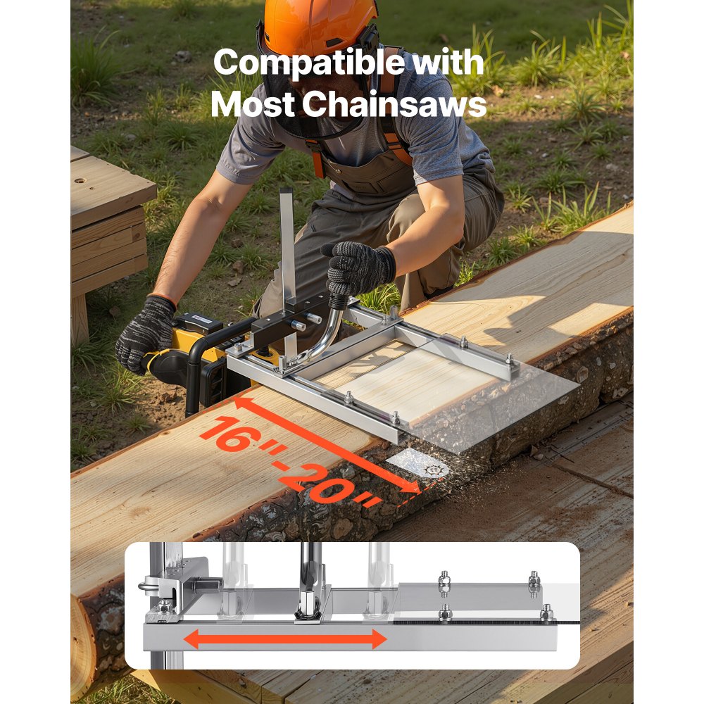 VEVOR Chainsaw Mill, Portable Sawmill Fits 16-20 in Planking Milling Bar, Lumber Cross Cutting Guide Chain Saw with Shield, 0.2-11.81 in Cutting Thickness, Timber Chainsaw Mill Kit for Woodworkers