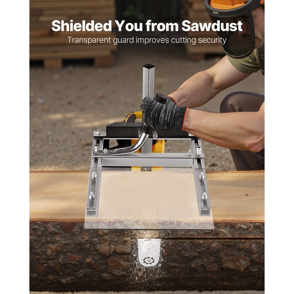VEVOR Chainsaw Mill, Portable Sawmill Fits 16-20 in Planking Milling Bar, Lumber Cross Cutting Guide Chain Saw with Shield, 0.2-11.81 in Cutting Thickness, Timber Chainsaw Mill Kit for Woodworkers