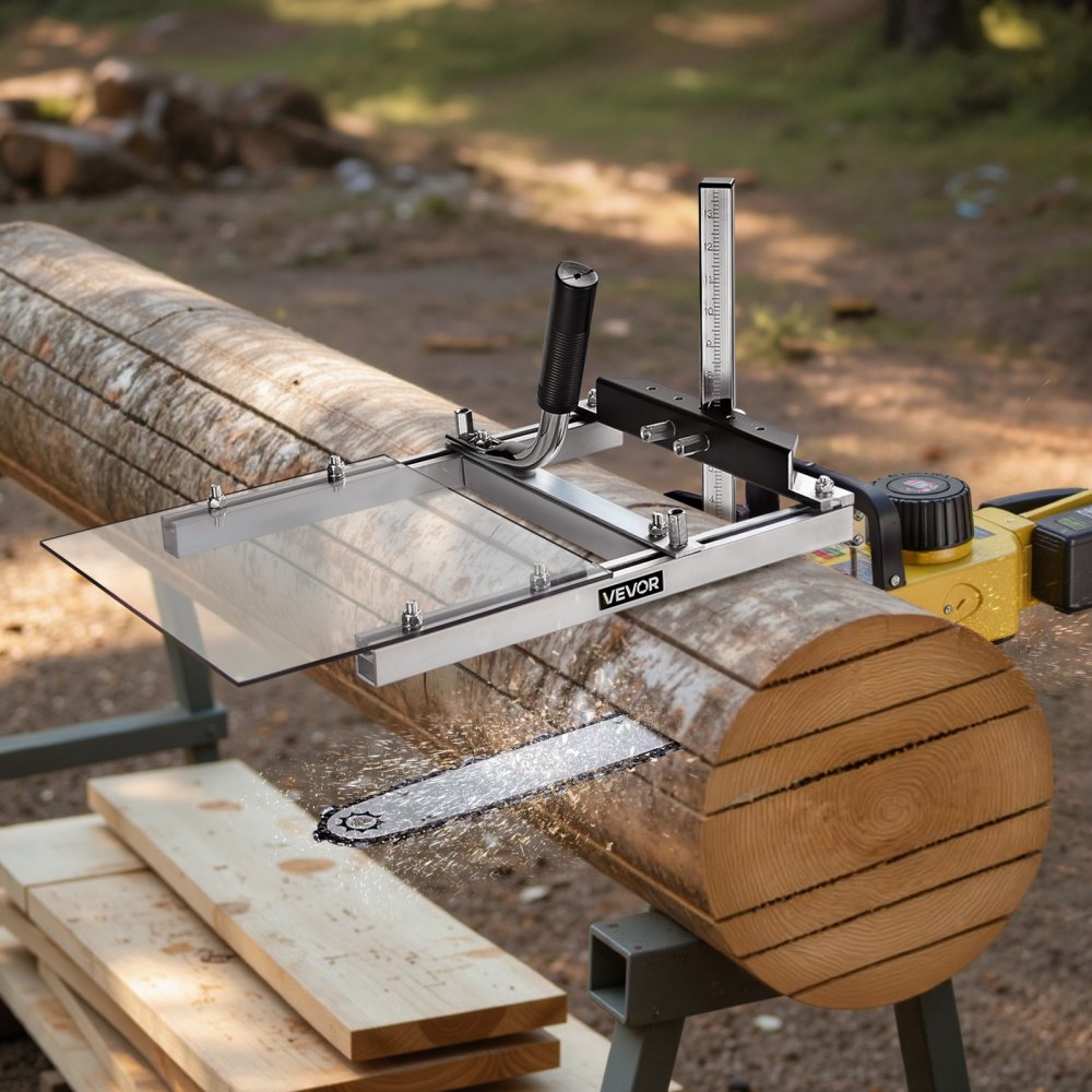 VEVOR Chainsaw Mill, Portable Sawmill Fits 16-20 in Planking Milling Bar, Lumber Cross Cutting Guide Chain Saw with Shield, 0.2-11.81 in Cutting Thickness, Timber Chainsaw Mill Kit for Woodworkers