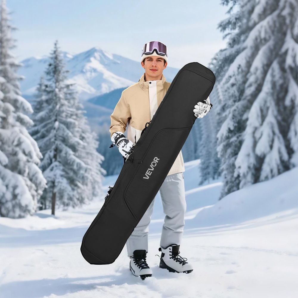 VEVOR Snowboard Bag, Up to 65 in/165 cm, Padded Skis & Snowboards Bag for Air Travel, 600D Waterproof Oxford Fabric, with Adjustable Inner Straps, for Skis Poles Goggles Gloves Helmet Boots (Black)