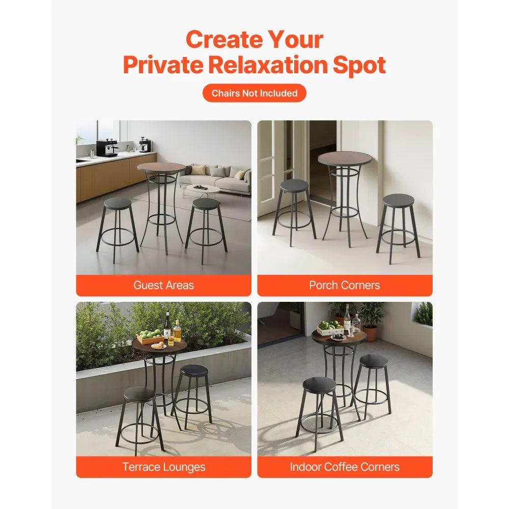 VEVOR Outdoor Round Bar Table, 23.7 in Counter Bar Height Bistro Table, Patio Dining Tables with Easy-to-Clean Top & Sturdy Metal Frame, Indoor High Top Pub Tables for Small Places, Kitchen