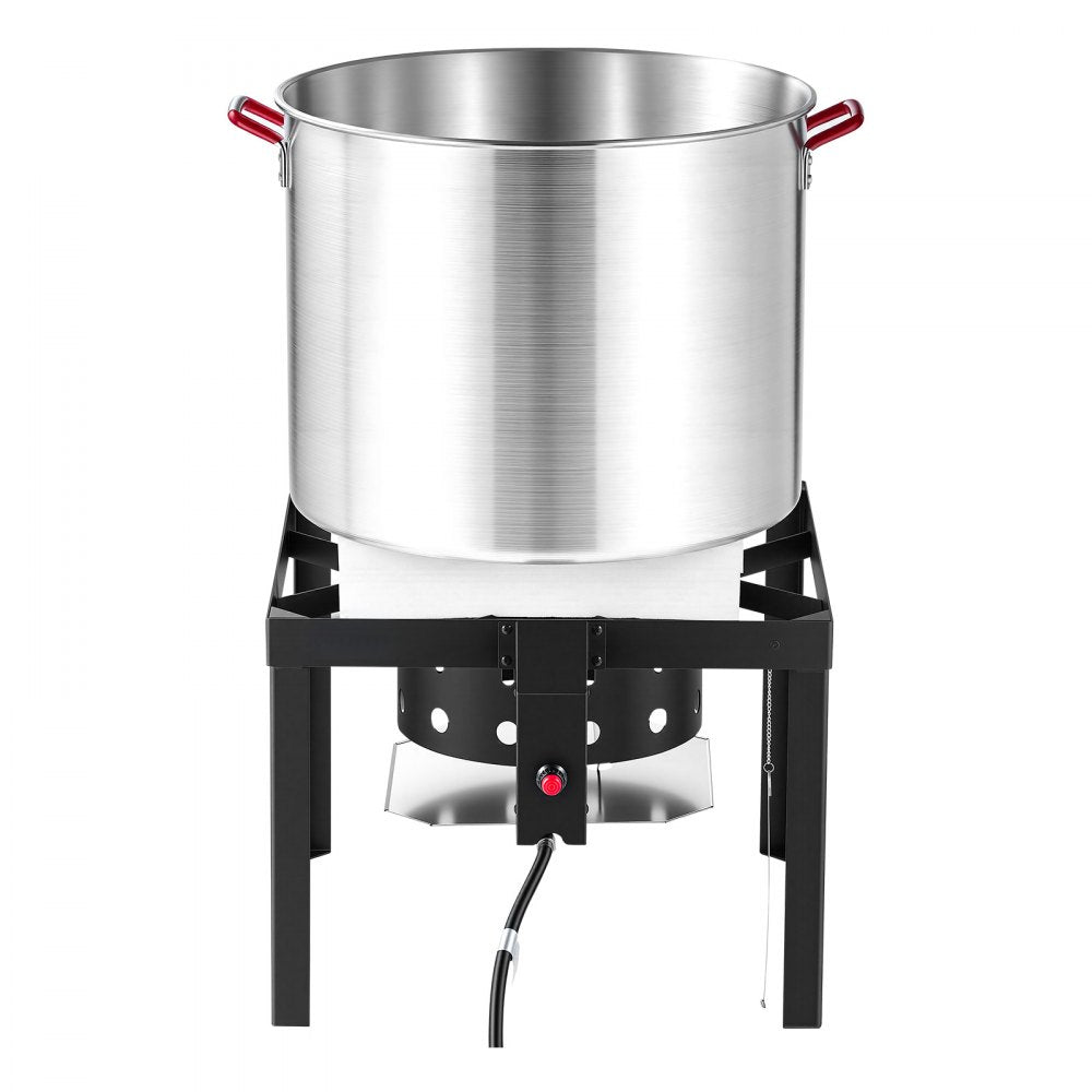 VEVOR 100 Qt Seafood Boiling Kit with Strainer, Aluminum Crawfish Boiler, Outdoor Backyard Cooking for Crab, Shrimp, Lobster, Soup, Deep Fryer Steamer Set with Stand and 110,000 BTU Propane Burner