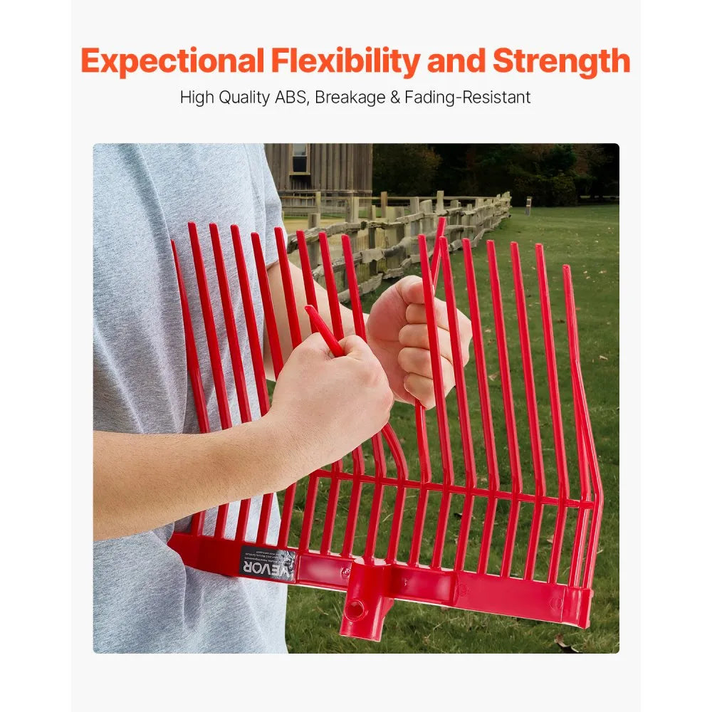 VEVOR 6PCS Manure Fork Replacement Head, 18 Angled Tines Horse Manure Fork Head, Durable Plastic Pitchfork Heads, Horse Mulch Rake for Picking up Stable Stall Muck Grass Hay Cleaning Farm Work