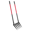 VEVOR Broad Fork, 5-Tine Pitchfork with Dual Fiberglass Handles, Heavy Duty Garden Fork , Ergonomic U-Shaped Design Broadfork Hand Tiller, Gardening Tool for Composting Transplanting Aeration