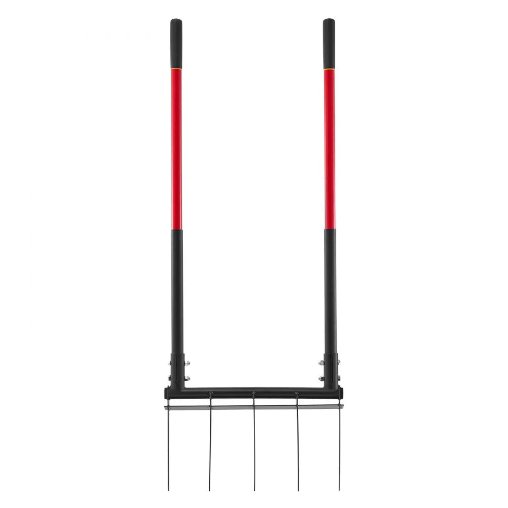 VEVOR Broad Fork, 5-Tine Pitchfork with Dual Fiberglass Handles, Heavy Duty Garden Fork , Ergonomic U-Shaped Design Broadfork Hand Tiller, Gardening Tool for Composting Transplanting Aeration