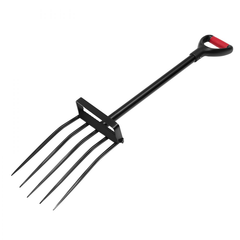 VEVOR Garden Fork, 5-Tine Gardening Pitchfork with Metal Handle, 41 in Heavy Duty Digging Fork with Y Grip, Forged Steel Spading Fork for Hay Potato Composting Transplanting Aeration
