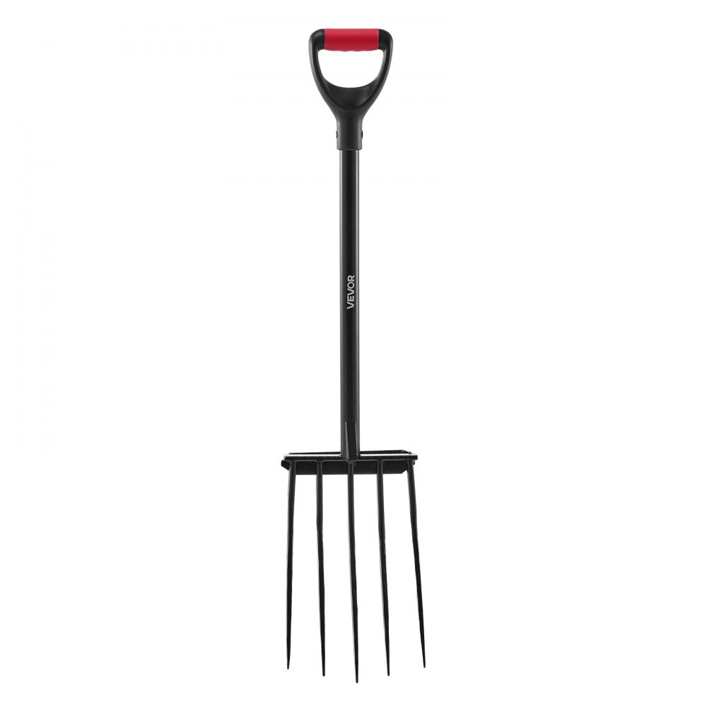 VEVOR Garden Fork, 5-Tine Gardening Pitchfork with Metal Handle, 41 in Heavy Duty Digging Fork with Y Grip, Forged Steel Spading Fork for Hay Potato Composting Transplanting Aeration