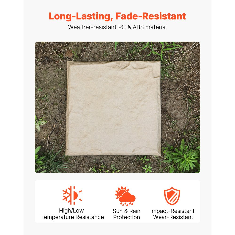 VEVOR Garden Stepping Stones, 16Pcs 15.5 x 15.5 in, Decorative Stepping Stones with Stakes, Weather-Resistant Plastic Pathway Pavers, Smooth Surface, Outdoor Walkway for Lawn Patio Landscape, Beige