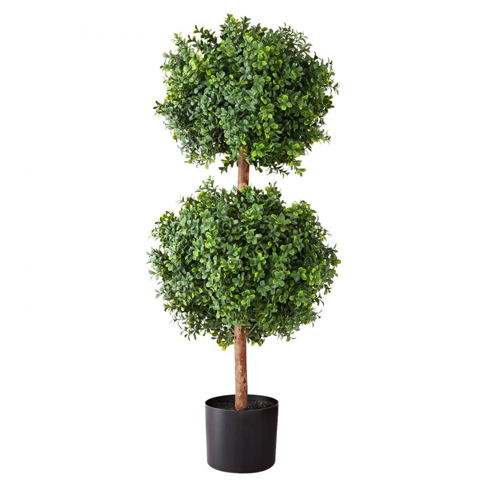 VEVOR Artificial Topiary Boxwood Double Ball, 2 Set 36 inch Faux Boxwood Plant Balls, Fake Silk Tree Look Real, Easy Assembly for Decor Front Porch Outdoor Patio Garden Balcony Backyard Indoor