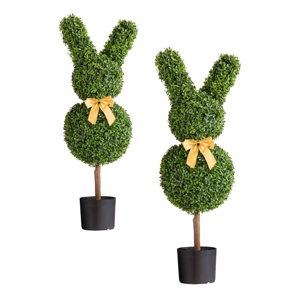 VEVOR Artificial Topiary Bunny-Shape Boxwood Ball, 2 Set 36 inch Faux Boxwood Plant Balls, Fake Silk Tree Look Real, Easy Assembly for Decor Front Porch Outdoor Patio Garden Balcony Backyard Indoor