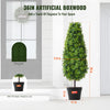 VEVOR Artificial Boxwood Topiary Tree, 36 inch Tall (2 Pieces), Faux Topiary Trees, Green Faux Plant w/ Extra Leaves & Pot & Small Decoration, UV Rated Greenery Set for Home Decor Indoor/Outdoor