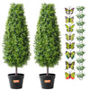 VEVOR Artificial Boxwood Topiary Tree, 36 inch Tall (2 Pieces), Faux Topiary Trees, Green Faux Plant w/ Extra Leaves & Pot & Small Decoration, UV Rated Greenery Set for Home Decor Indoor/Outdoor