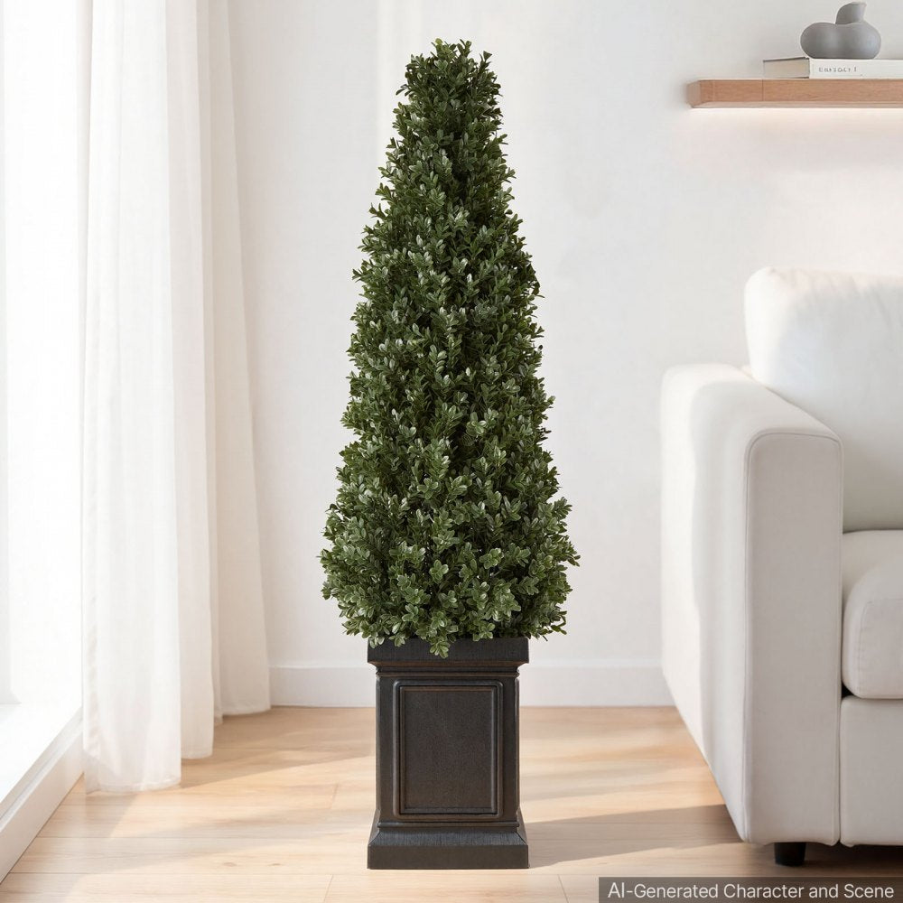 VEVOR Artificial Boxwood Topiary 3.3 Ft Set of 2 with Sturdy Pot Greenery, Premium PE Fake Trees, Year-Round Indoor & Outdoor Faux Green Plant for Front Door, Entryway, Porch, Balcony, Patio, Garden