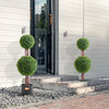 VEVOR Artificial Boxwood Topiary Tree, 36 inch Tall (2 Pieces), Double Ball Faux Topiary Trees, Faux Plant w/ Extra Leaves & Pot & Small Decoration, UV Rated Set for Home Decor Indoor/Outdoor