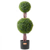 VEVOR Artificial Boxwood Topiary Tree, 36 inch Tall (2 Pieces), Double Ball Faux Topiary Trees, Faux Plant w/ Extra Leaves & Pot & Small Decoration, UV Rated Set for Home Decor Indoor/Outdoor