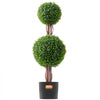 VEVOR Artificial Boxwood Topiary Tree, 36 inch Tall (2 Pieces), Double Ball Faux Topiary Trees, Faux Plant w/ Extra Leaves & Pot & Small Decoration, UV Rated Set for Home Decor Indoor/Outdoor