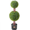 VEVOR Artificial Boxwood Topiary Tree, 36 inch Tall (2 Pieces), Double Ball Faux Topiary Trees, Faux Plant w/ Extra Leaves & Pot & Small Decoration, UV Rated Set for Home Decor Indoor/Outdoor