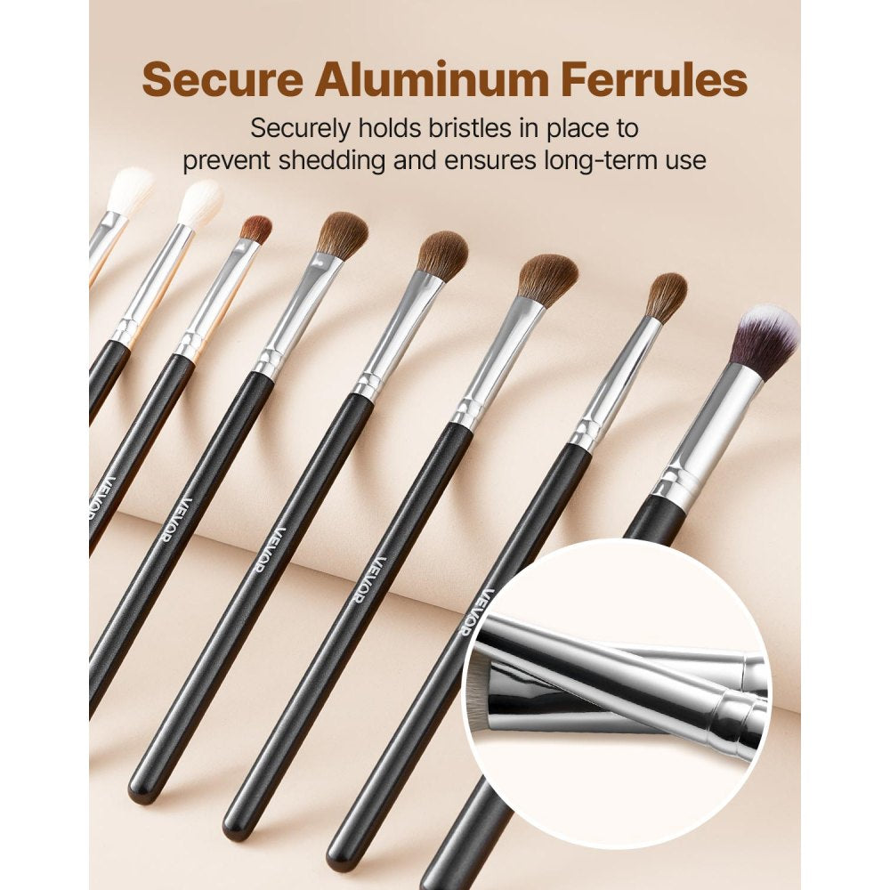 VEVOR 34-Piece Makeup Brush Set, Professional Brushes Kit for Foundation Blending Eyeshadow Concealer Blush - with Soft Bristles, Ergonomic Wood Handle, Travel-Friendly Case Included