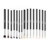 VEVOR 15-Piece Makeup Brush Set for Foundation Blending Eyeshadow, Professional Vegan Brushes with Soft Synthetic Bristles, Ergonomic Wood Handle & Aluminum Ferrule, Portable and Travel-Friendly