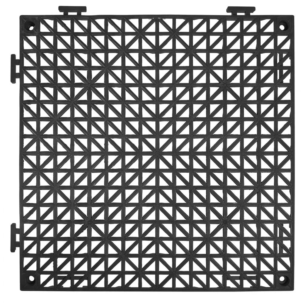 VEVOR Interlocking Tile 50PCS Black, Drainage Tiles 12" x 12" Splicing, Soft PVC Interlocking Drainage Floor Tiles, Non-Slip Drainage Holes for Restroom, Bathroom, Kitchen, Pool, Wet Areas
