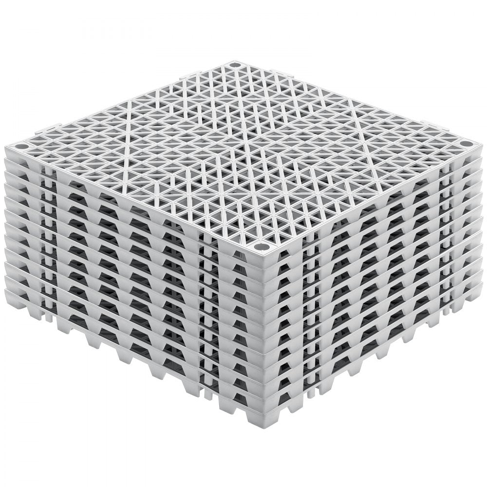 VEVOR Modular Interlocking Cushion, 12 Pack 12" x 12" Splicing Drainage Mats, Soft PVC Interlocking Drainage Floor Tiles, Non-Slip Drainage Holes for Restroom, Bathroom, Kitchen, Pool, Wet Areas, Gray