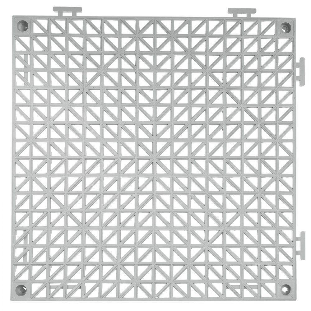 VEVOR Interlocking Tile 50PCS Gray, Drainage Tiles 12" x 12" Splicing, Soft PVC Interlocking Drainage Floor Tiles, Non-Slip Drainage Holes for Restroom, Bathroom, Kitchen, Pool, Wet Areas