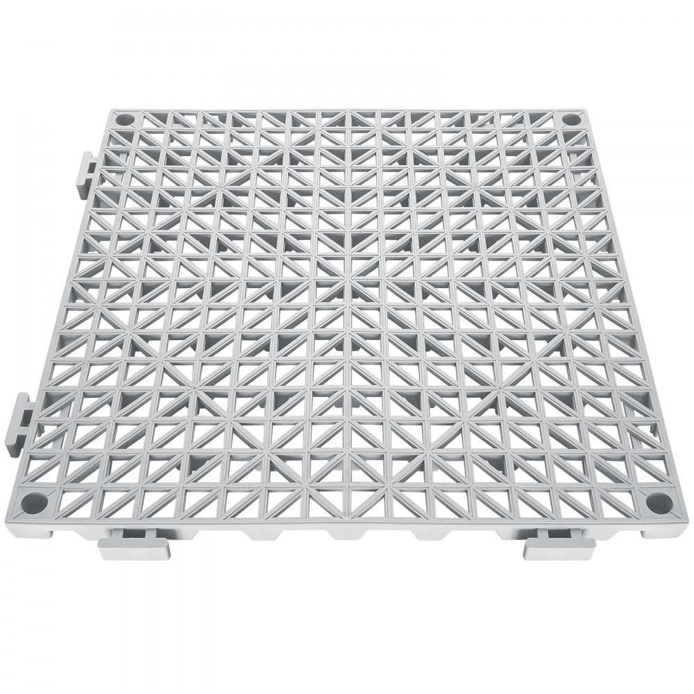 VEVOR Interlocking Tile 50PCS Gray, Drainage Tiles 12" x 12" Splicing, Soft PVC Interlocking Drainage Floor Tiles, Non-Slip Drainage Holes for Restroom, Bathroom, Kitchen, Pool, Wet Areas