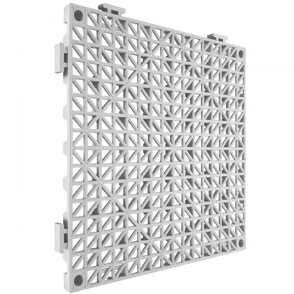 VEVOR Interlocking Tile 50PCS Gray, Drainage Tiles 12" x 12" Splicing, Soft PVC Interlocking Drainage Floor Tiles, Non-Slip Drainage Holes for Restroom, Bathroom, Kitchen, Pool, Wet Areas