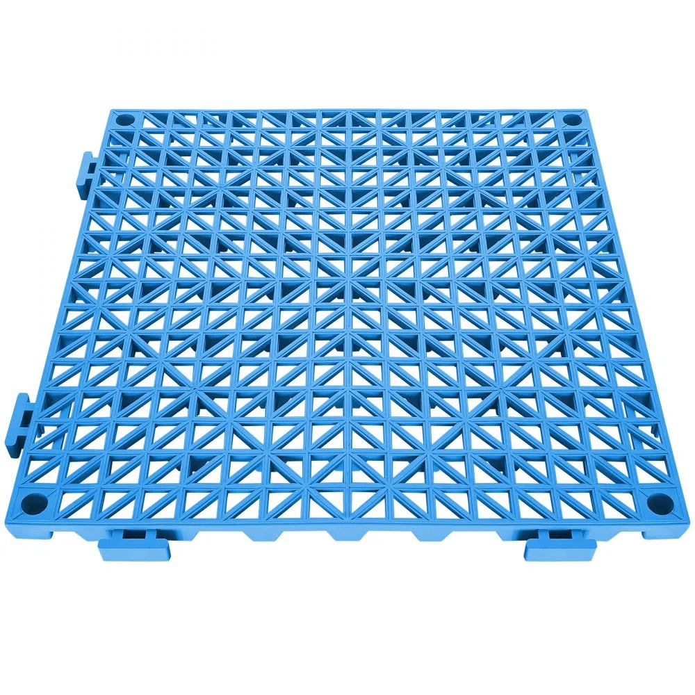 VEVOR Interlocking Tile 55PCS Blue, Drainage Tiles 12" x 12" Splicing, Soft PVC Interlocking Drainage Floor Tiles, Non-Slip Drainage Holes for Restroom, Bathroom, Kitchen, Pool, Wet Areas, Blue