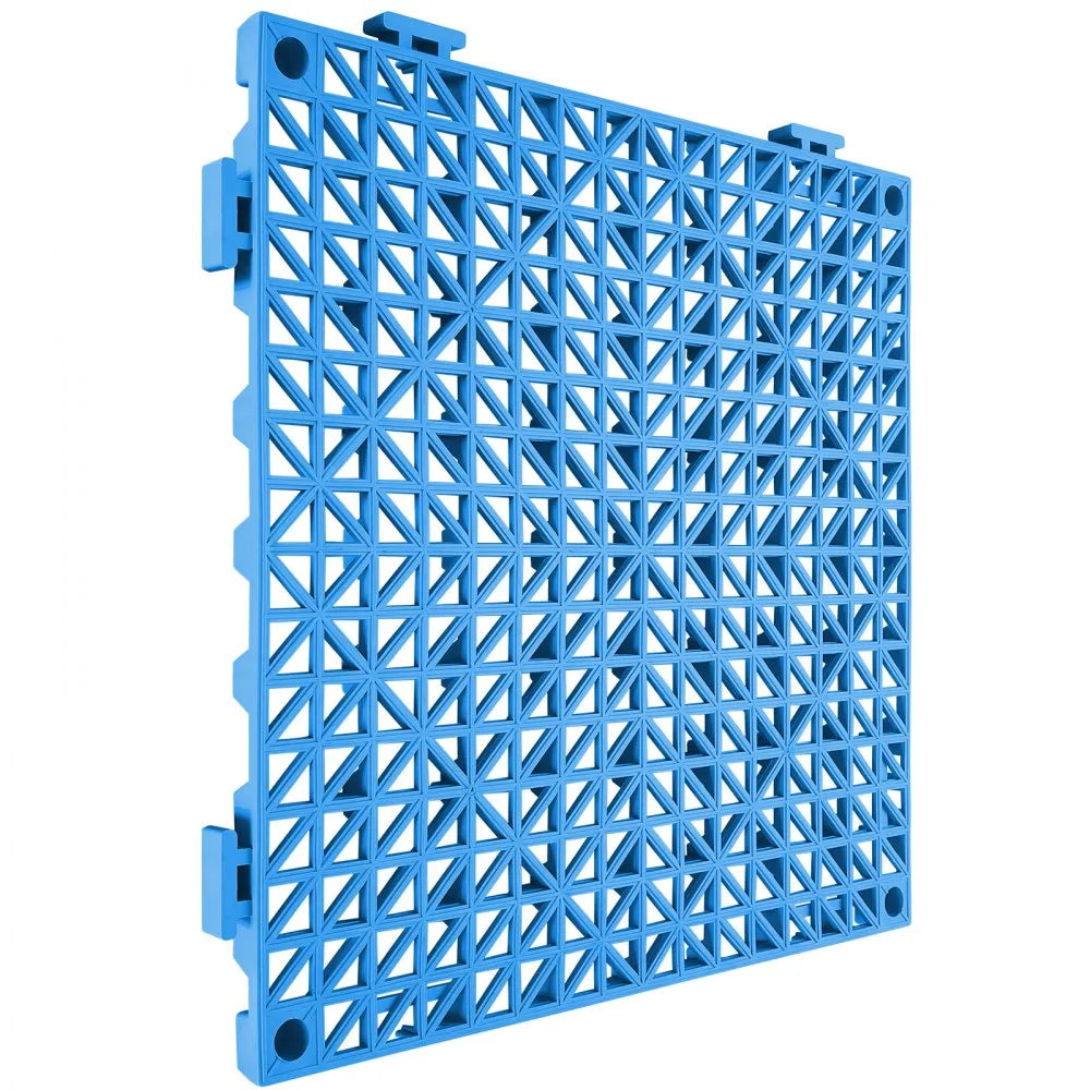 VEVOR Interlocking Tile 55PCS Blue, Drainage Tiles 12" x 12" Splicing, Soft PVC Interlocking Drainage Floor Tiles, Non-Slip Drainage Holes for Restroom, Bathroom, Kitchen, Pool, Wet Areas, Blue