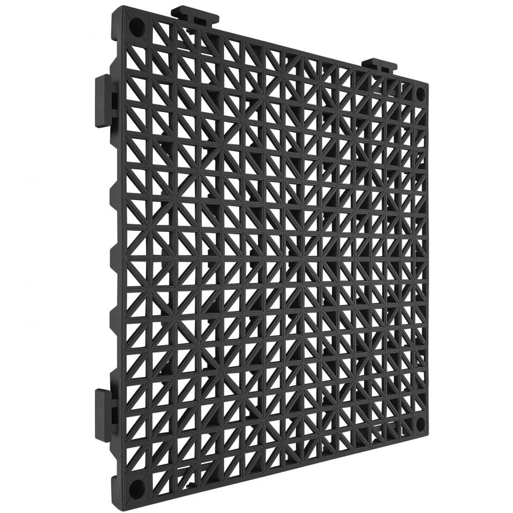 VEVOR Modular Interlocking Cushion, 12 Pack 12" x 12" Splicing Drainage Mats, Soft PVC Interlocking Drainage Floor Tiles, Non-Slip Drainage Holes for Restroom, Bathroom, Kitchen, Pool, Wet Areas, Blac